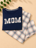 ست تیشرت شلوار راحتی برند UP2 سرمهای طرح MOM