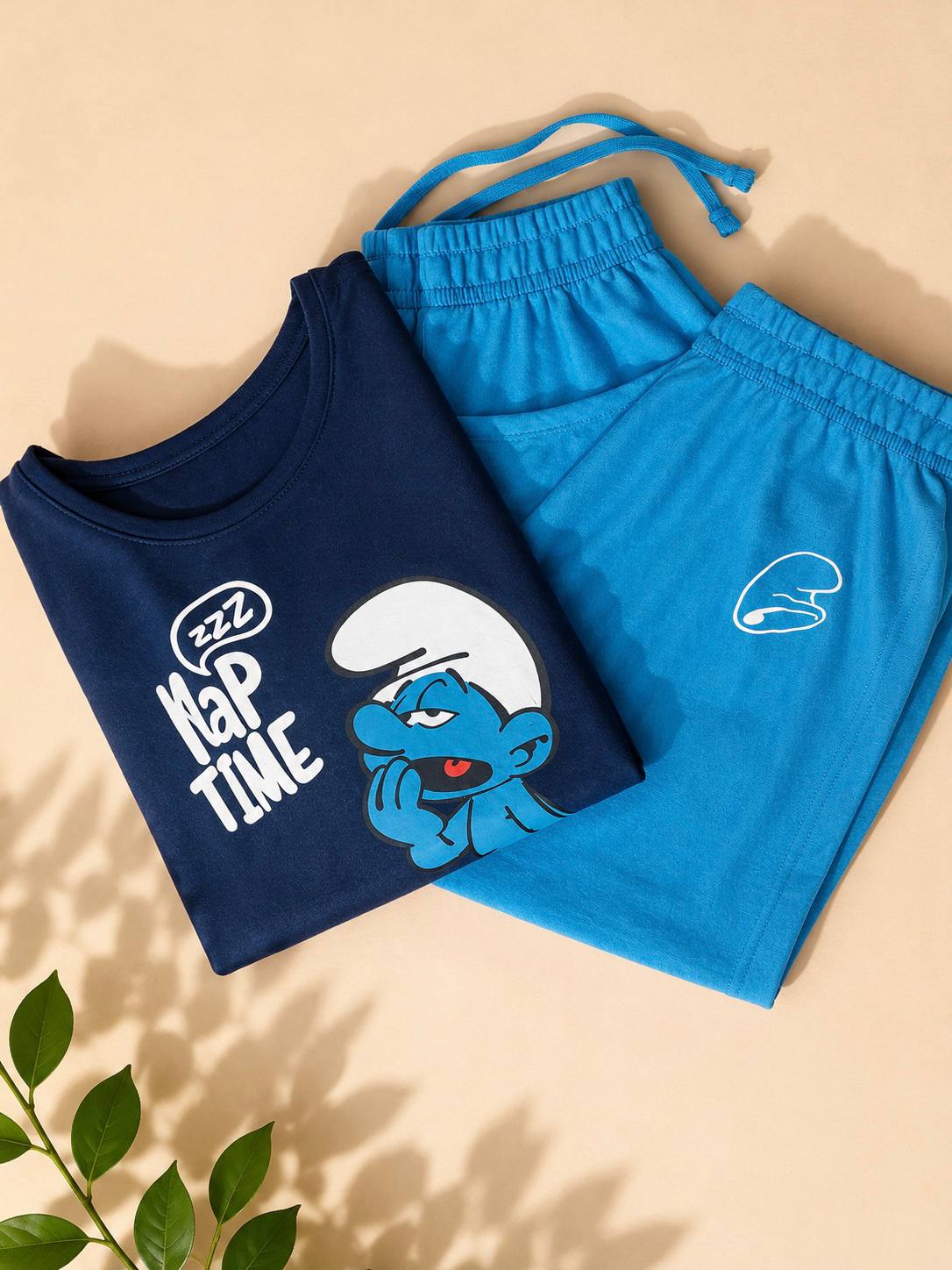 ست بلوز شلوار راحتی برند smurfs سرمه‌ای آبی طرح اسمورف استوک اصل اورجینال پاییز زمستونی پسرانه دخترانه