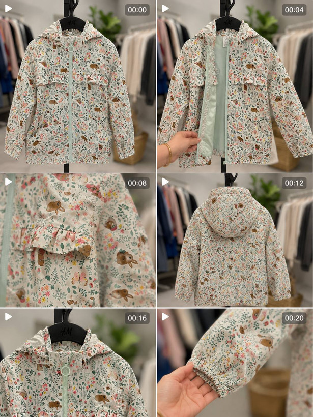 بارانی بچگانه اچ اند ام H&M طبیعت کودک دخترانه سبز خرگوش بادوام اورجینال ضدآب شیک ترب پی اقساطی
