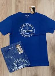 تیشرت پسرانه برند جک اند جونز jack & jones اورجینال رنگ آبی نفتی اصل استوک مردونه مردانه تی شرت