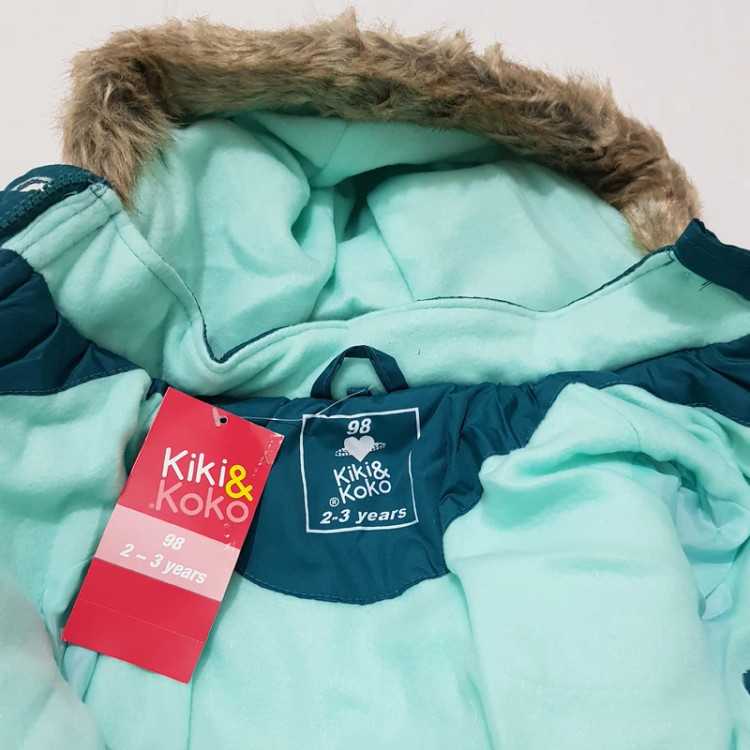 کاپشن بچگانه دخترانه برند کیکی و کوکو kiki&koko اورجینال سبز بنفش استوک زمستونی ترب پی اقساطی آکبند