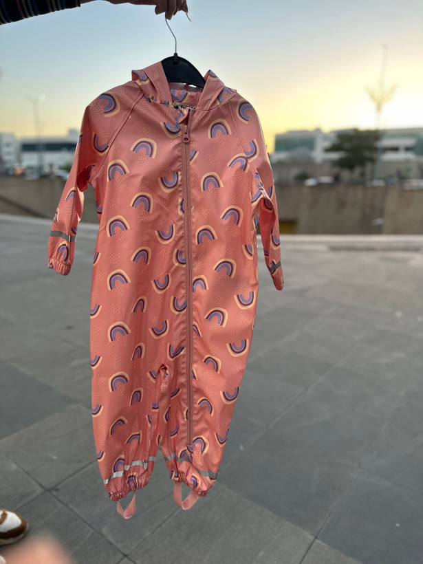 خرید بارانی سرهمی بچگانه دخترانه لوپیلو lupilu صورتی رنگین کمان استوک اورجینال ترب پی اقساطی ضدآب