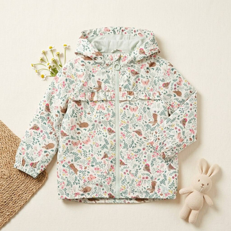 بارانی بچگانه اچ اند ام H&M طبیعت کودک دخترانه سبز خرگوش بادوام اورجینال ضدآب شیک ترب پی اقساطی