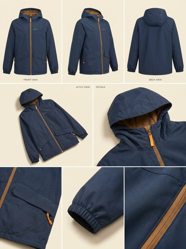 خرید کاپشن بچگانه QUECHUA سرمهای بارانی استوک اورجینال ترب پی اقساطی فرانسه آکبند ضدآب ضدباد گرم